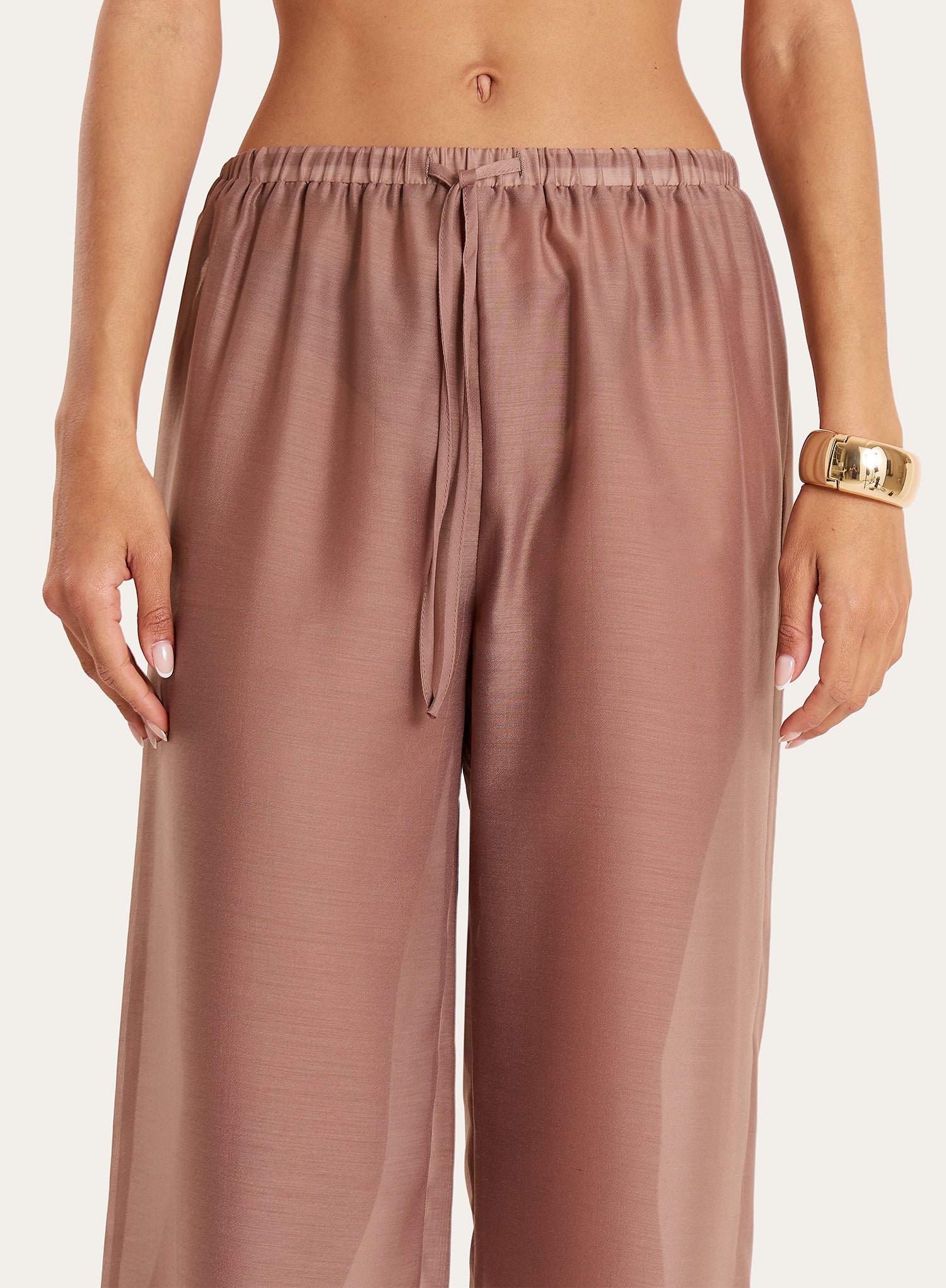 Mocha Sheer Wide Leg Trousers